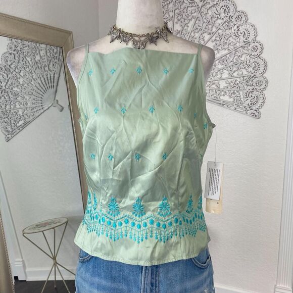 Deadstock NWT Early 2000's Mint Green Teal Blue Silk Fairy Camisole Top 6P / S - Picture 2 of 8